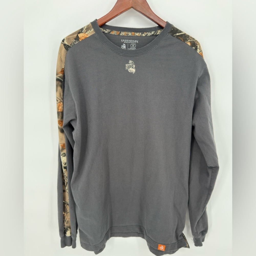 Legendary Whitetails Charcoal and Camo Long Sleeve Shirt